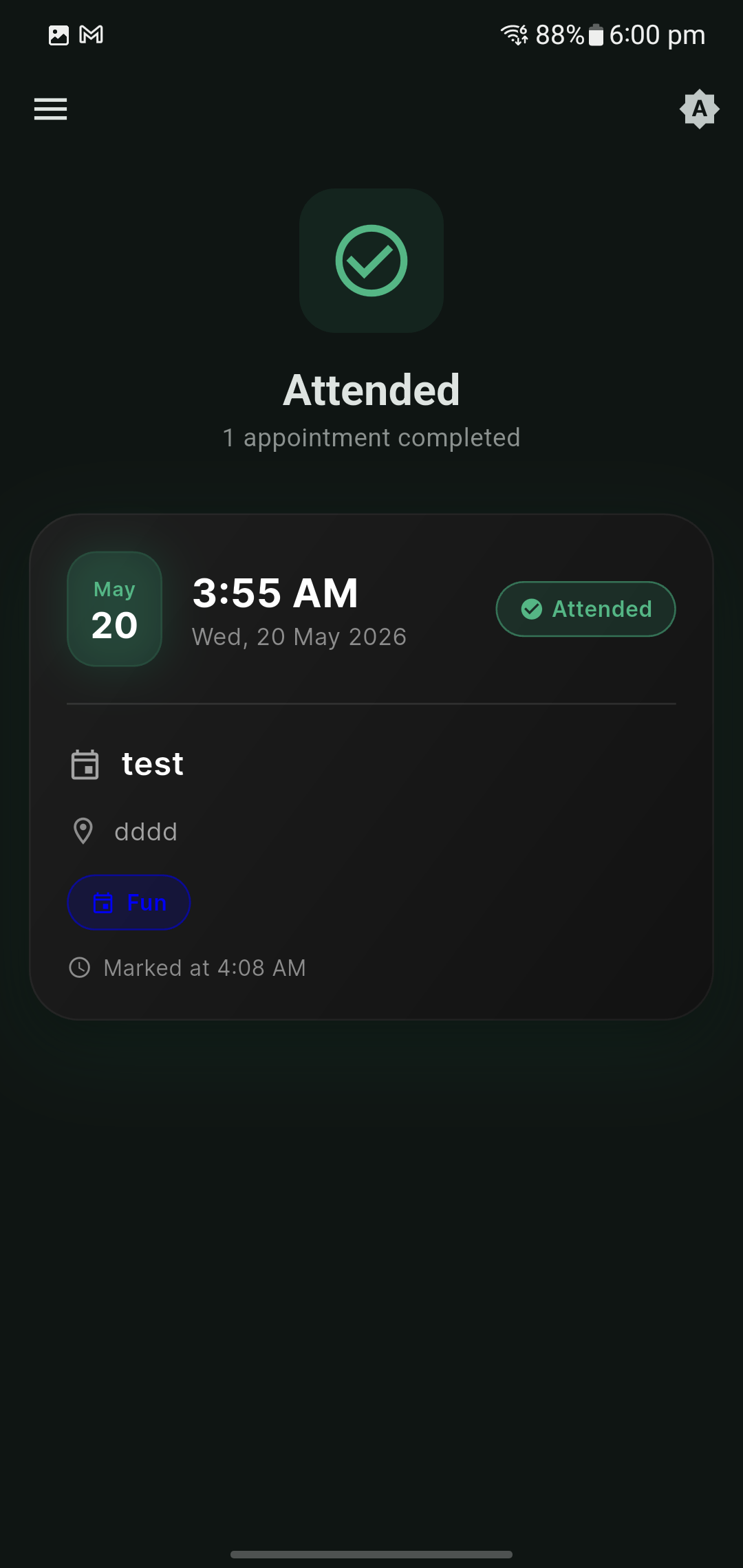 TimeSlot Attended Appointments (Dark Mode)